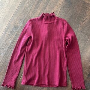 Janie and Jack Ribbed Long Sleeve Top in Deep Red